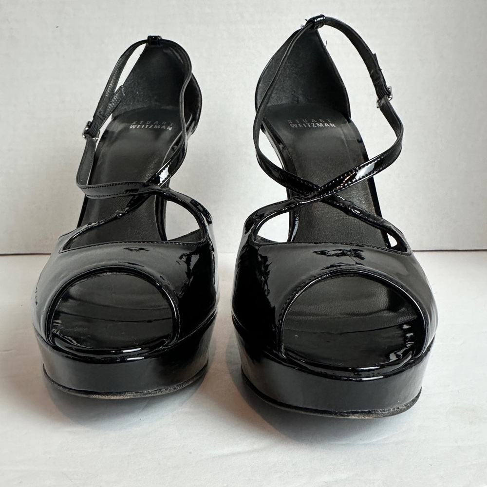 Stuart Weitzman Black Exert Platform Stiletto Patent Leather Heels Size 8.5 - Picture 5 of 16